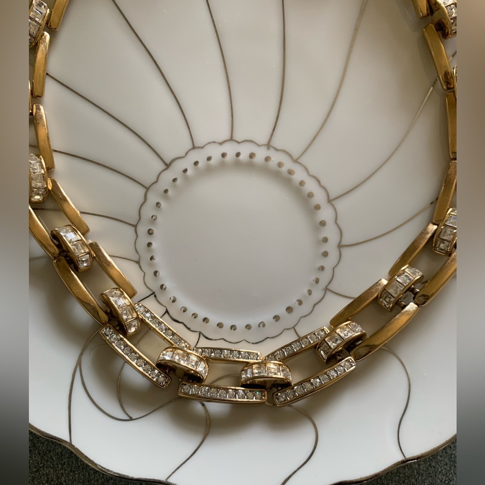 VINTAGE-•Pristine Gold tone and faux diamond choker - Picture 4 of 4